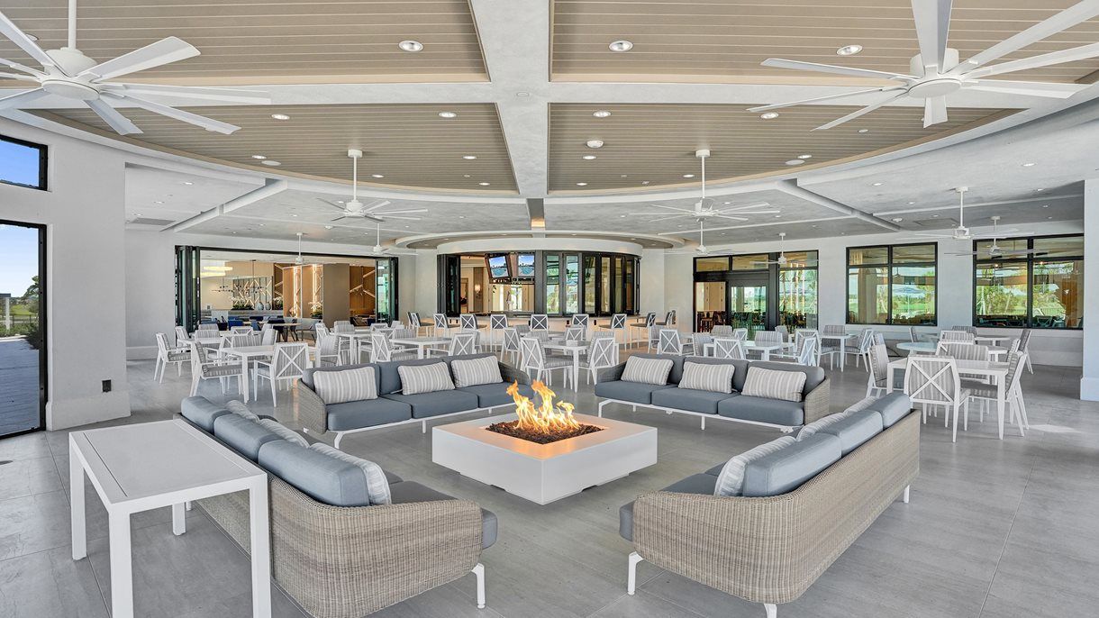 Outdoor gathering space at Astor Creek clubhouse