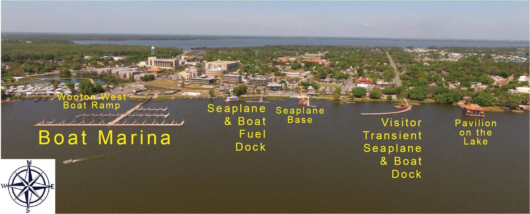 Aerial view of downtown Tavares, America's Seaplane City