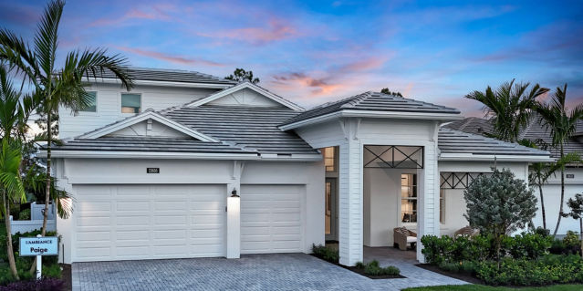 exterior of a home, with a 3-car garage