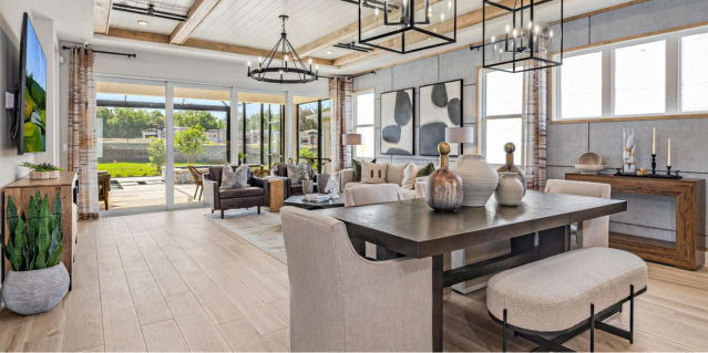 dining room table overlooking great room