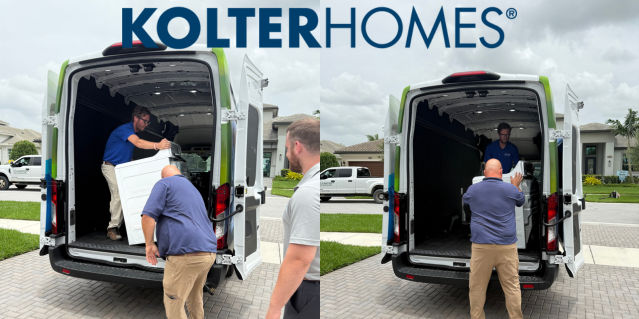 people loading a washer and dryer into a van