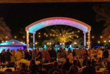 Residents enjoying music at community event
