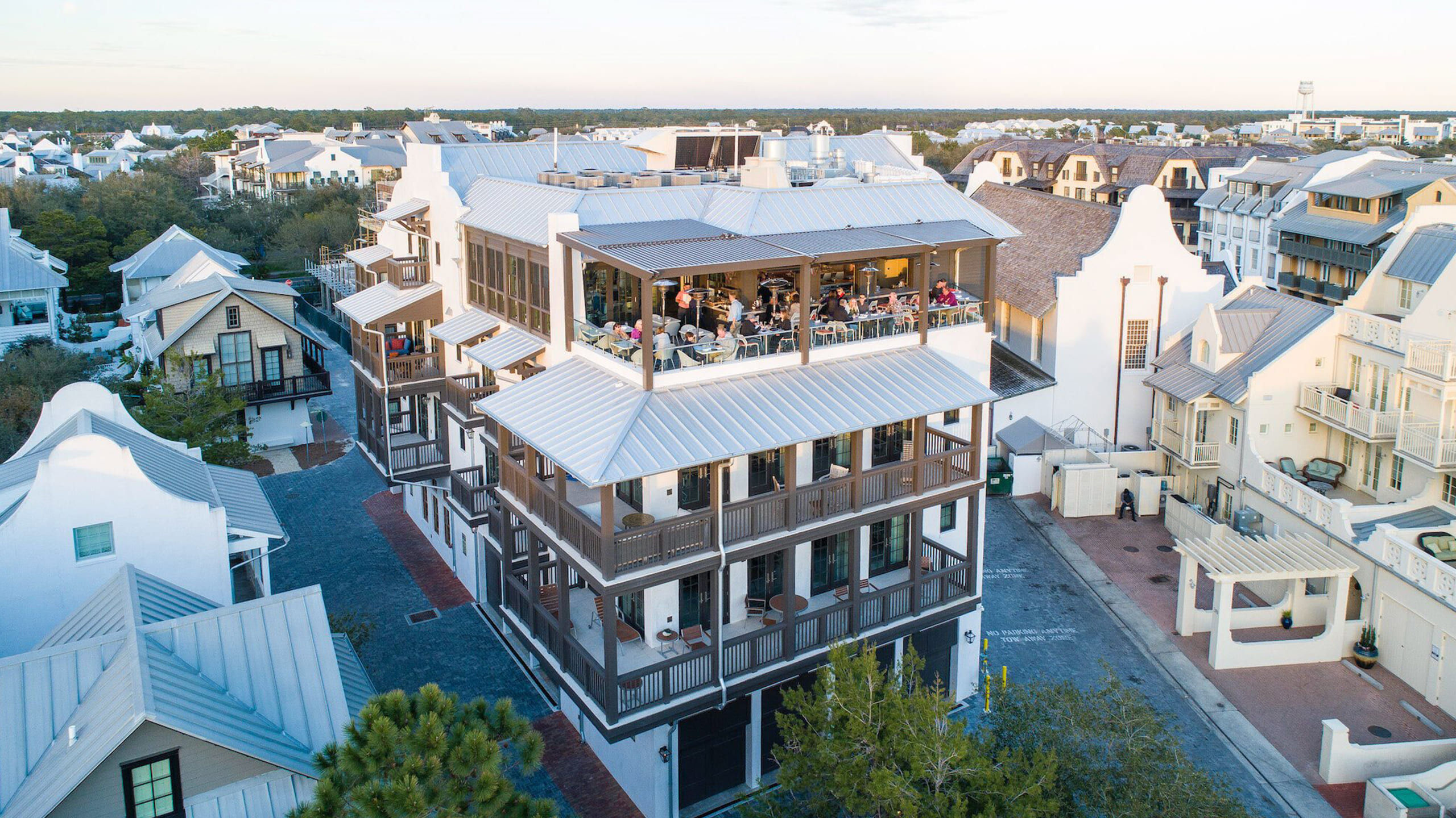 Rooftop dining overlooking the Gulf near Rosemary Beach