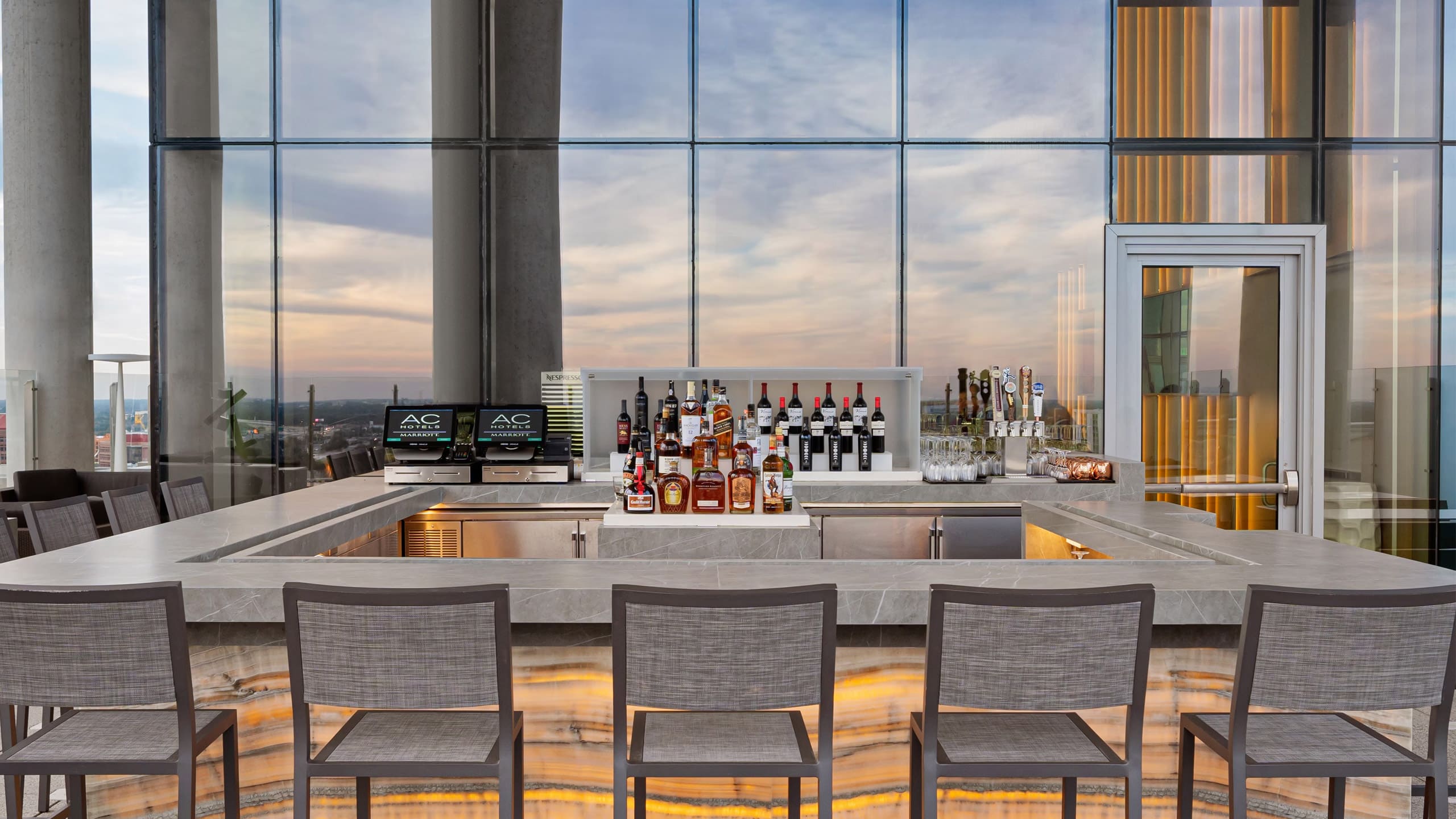 Rooftop bar in downtown Orlando at night