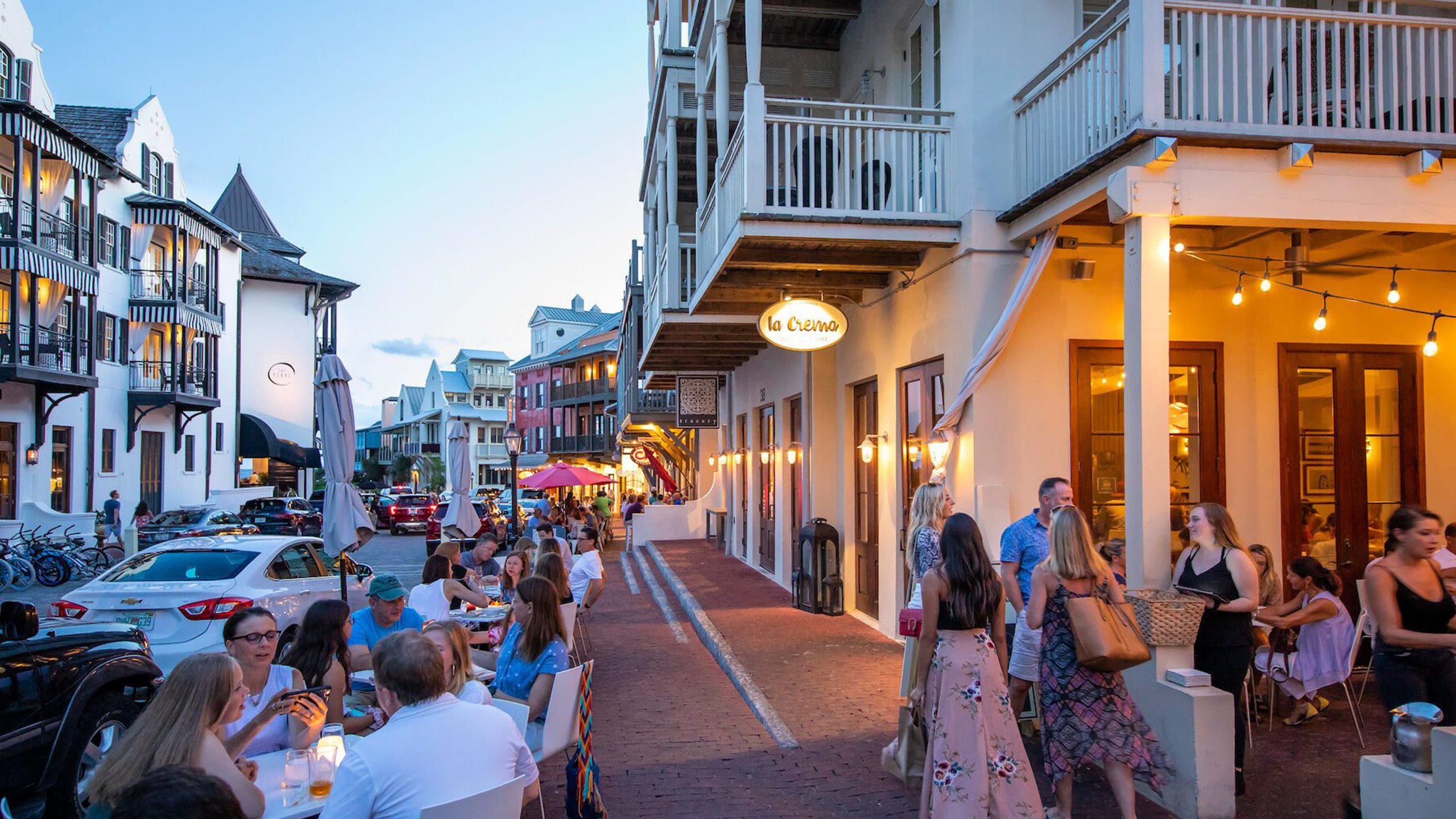 Rosemary Beach town center with shops and cafes
